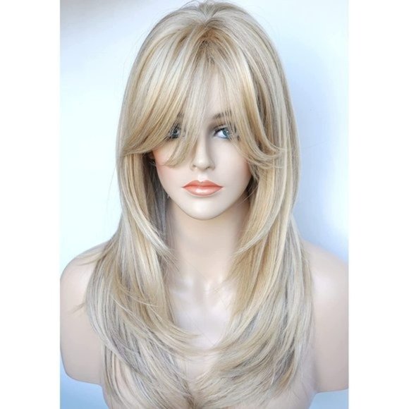 Ash Blonde Highlight With Bangs